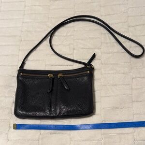 Fossil Black Leather Crossbody Bag with Gold Hardware